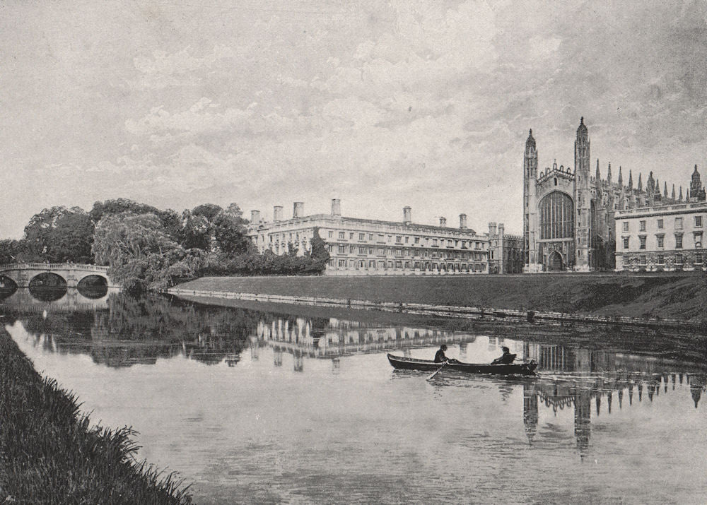 CAMBRIDGE. King's College and Chapel. Cambridgeshire 1900 old antique print